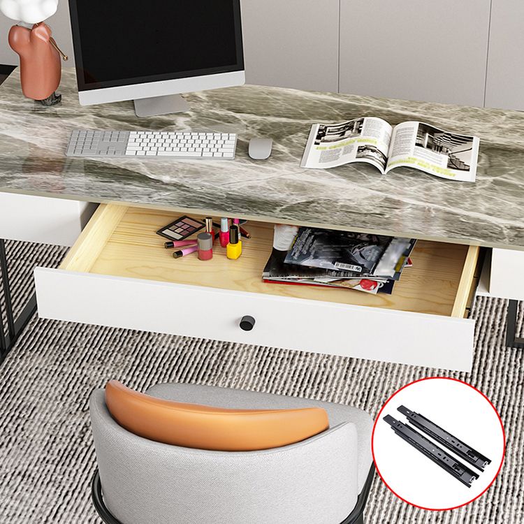 焼結された石湾曲したライティングデスクコンテンポラリーブラックスレッドベースデスク