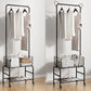 Contemporary Metal Coat Hanger Storage Basket Lower Shelf and Castor Entry Hall Tree