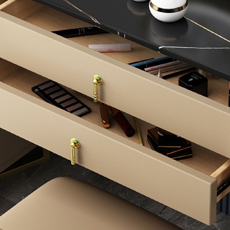 Glam Stone ijdelheidstabellen 15,74 "brede make -uptafel met 7 opbergladen