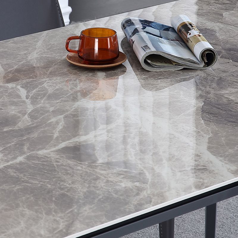 Stile contemporaneo 1/2/5/7 pezzi sedie da pranzo set mobili rettangolo in pietra in grigio