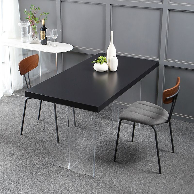 Transparent Base Double Pedestal Table Modern Stone Top Dinner Table Kitchen Home Clearhalo 'Dining Tables & Seating' 'Dining Tables' 'dining_table' 'furn' 'furn_dining_table' 'Furniture' 'furniture_dining_table' 'Kitchen & Dining Furniture' 'kitchen' 'kitchen_dining_table' 1200x1200_a2487ad7-8792-4567-bf96-88cb51129475
