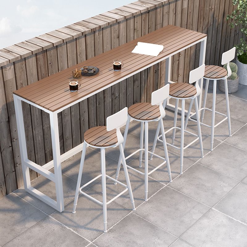 Rectangle Brown Top Bar Table Trestle Base Dining Table for Coffee Room Clearhalo 'Bar Furniture' 'Bar Tables' 'bar_tables' 'furn' 'furn_bar_tables' 'Furniture' 'Kitchen & Dining Furniture' 1200x1200_a24aa2e4-3399-4ac2-a03c-82670d866b94