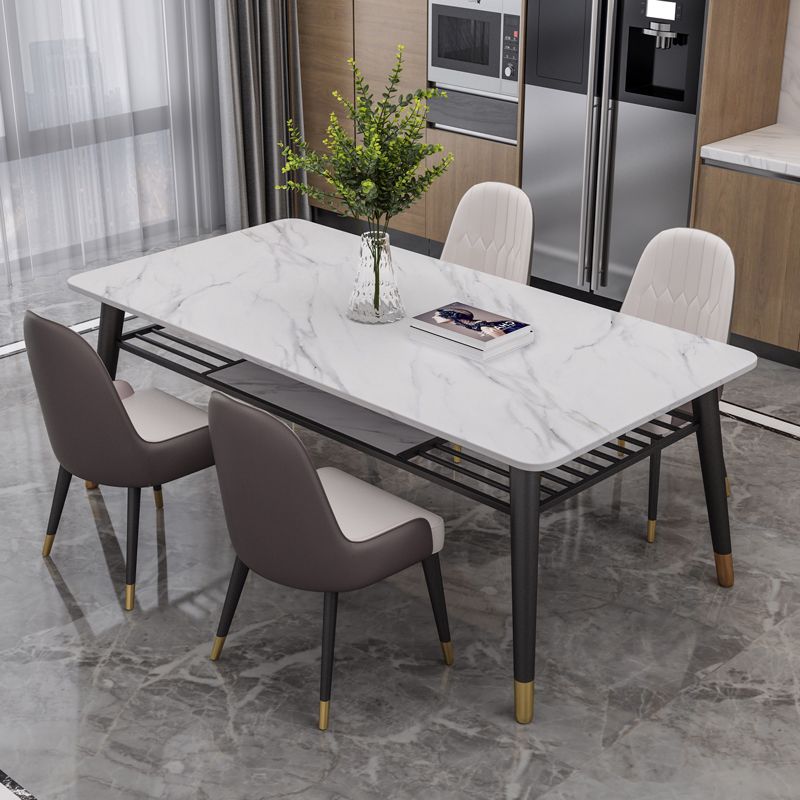 Slate and Metal Table Modern Minimalist Home Rectangular Dining Table