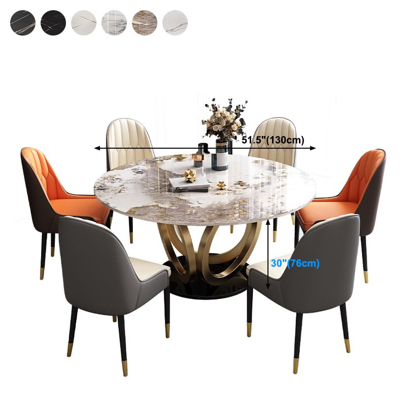 Glam Restaurant Sintered Stone Table Round Pedestal Dining Table Clearhalo 'Dining Tables & Seating' 'Dining Tables' 'dining_table' 'furn' 'furn_dining_table' 'Furniture' 'furniture_dining_table' 'Kitchen & Dining Furniture' 'kitchen' 'kitchen_dining_table' 1200x1200_a24b0ebc-ce27-4472-930a-f31d7527a3d8