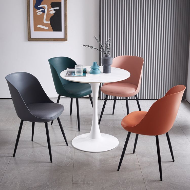 Leather Contemporary Restaurant Side Chair Solid Back Matte Finish Dining Chair Clearhalo ' kitchen&dining_furn' 'Dining Chairs' 'Dining Tables & Seating' 'dining_chair' 'furn' 'furn_dining_chair' 'Furniture' 'furniture_dining_chair' 'Kitchen & Dining Furniture' 'kitchen' 1200x1200_a24b4435-412c-4e55-9218-4e5796198d89