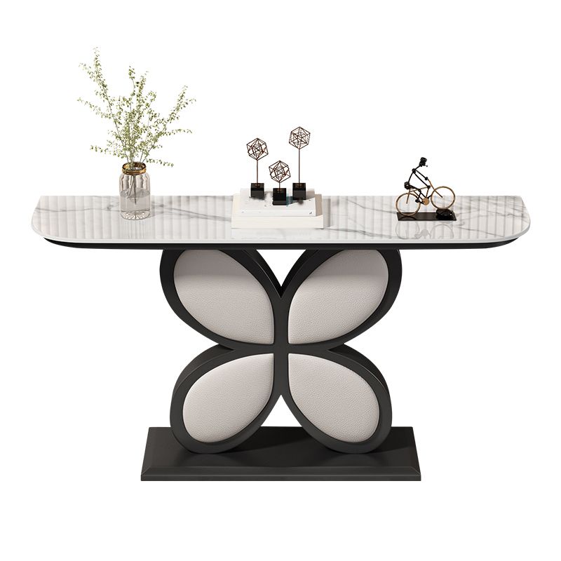 Mesa de acento de media luna Acabado antiguo Mesa de sofá de consola en piedra