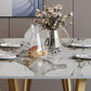 Traditional Luxury Sintered Stone Top Dining Table Rectangle Table with Gold Trestle Base Clearhalo ' dining_table' 'Dining Tables & Seating' 'Dining Tables' 'furn' 'furn_dining_table' 'Furniture' 'furniture_dining_table' 'Kitchen & Dining Furniture' 'kitchen&dining_furn' 'kitchen' 'kitchen_dining_table' 1200x1200_a24e1d0e-1f76-4a64-9719-abfb99cea846