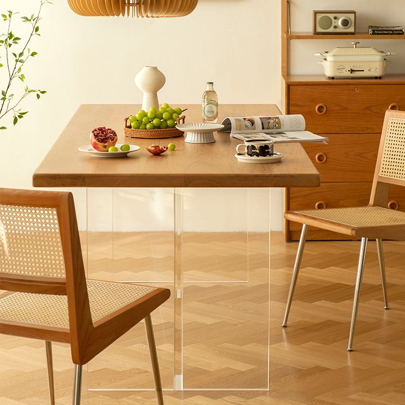 Modern Rectangular Table Solid Wood Dining Room Table in Natural Clearhalo 'Dining Tables & Seating' 'Dining Tables' 'dining_table' 'furn' 'furn_dining_table' 'Furniture' 'Kitchen & Dining Furniture' 1200x1200_a24ff0bf-d85d-4672-8ef4-72e22b196ea9