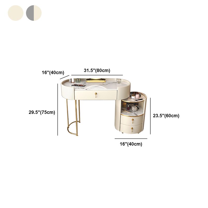 Glam Style White Dresser with Drawers and Stool Set for Bedroom