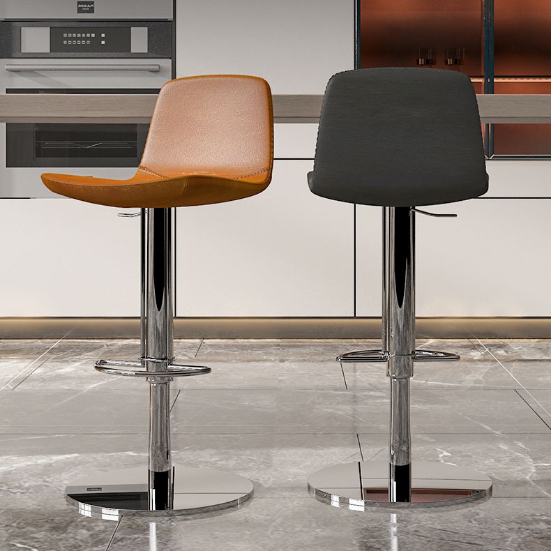 Contemporary Adjustable Height Swivel Armless Bar Stool with Footrest