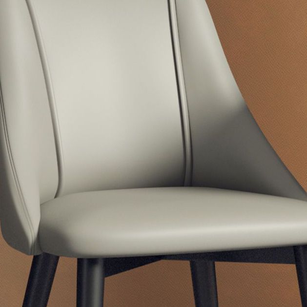 Sedia da pranzo in pelle finta parsons sedia laterale senza braccio con zampe metalliche