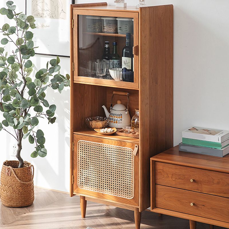 51.2" Tall Solid Wood Storage Cabinet with Glass Paned 2 - Door Rattan Accent Chest Clearhalo 'Cabinets & Chests' 'cabinets_chests' 'furn' 'furn_cabinets_chests' 'Furniture' 'Living Room Furniture' 1200x1200_a25e0a41-fee2-41f8-9429-1f08ce874dcd