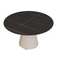 Modern Stone Top Dining Table Round Table with Wood Pedestal Base in White Clearhalo 'Dining Tables & Seating' 'Dining Tables' 'dining_table' 'furn' 'furn_dining_table' 'Furniture' 'furniture_dining_table' 'Kitchen & Dining Furniture' 'kitchen' 'kitchen_dining_table' 1200x1200_a25e2223-d773-4574-aadb-0cf1a3f5406b