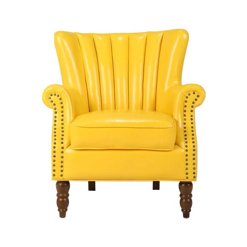 29.5 "W Silla de brazo Faux Leather/Velvet/Algodón Blend Acrestora con cuatro patas básicas