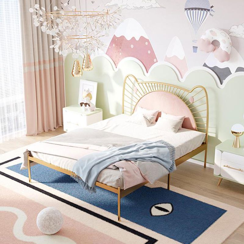 Glam Open-Frame Bed with Upholstered Headboard and Metal Legs Clearhalo 'Bedroom Furniture' 'Beds' 'furn' 'furn_beds' 'Furniture' 1200x1200_a25f5685-b527-4cf4-9d6c-e5cfe9e9a265