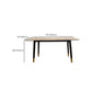 Mesa de comedor rectangular moderna de mediados de siglo con tapa de piedra y patas de madera maciza