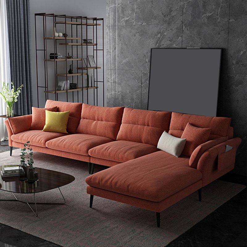 Flared Arm Fabric Sectional with Storage 4-seater Sofa & Chaise Clearhalo 'furn' 'furn_sectionals' 'Furniture' 'Living Room Furniture' 'Sectionals' 1200x1200_a2610afe-8680-481b-929b-32ddab3adc1f