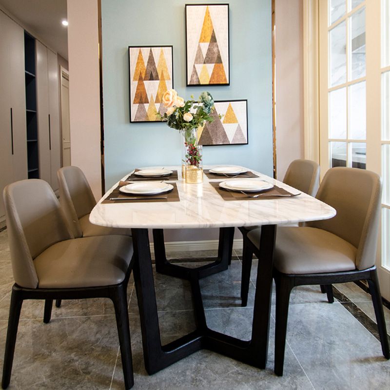 Contemporary Stone Rectangle Dining Table Matte Finish Sled Base Table Clearhalo ' dining_table' 'Dining Tables & Seating' 'Dining Tables' 'furn' 'furn_dining_table' 'Furniture' 'furniture_dining_table' 'Kitchen & Dining Furniture' 'kitchen&dining_furn' 'kitchen' 'kitchen_dining_table' 1200x1200_a262c99b-6e6b-4a1e-bc2f-93c9fb155d5e