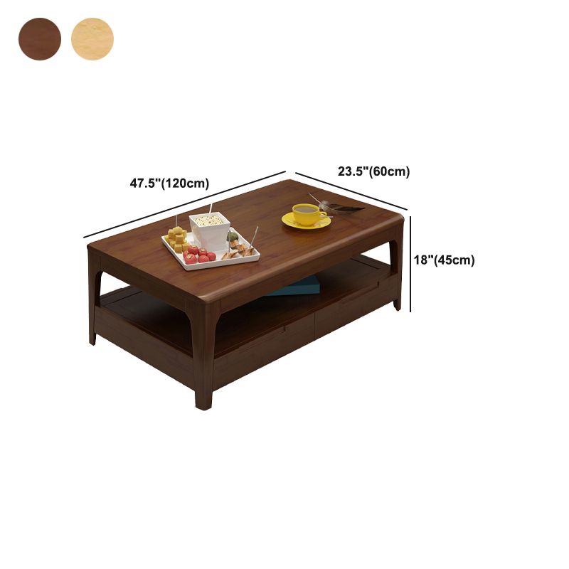 Rechthoekig/vierkante 4 poten Basis massief houten tafel Noordse stijl salontafel