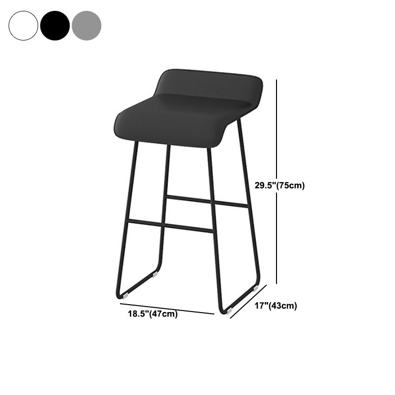 Scandinavian Metal Barstool Low Back Fabric Upholstered Counter Stool in Matte Finish