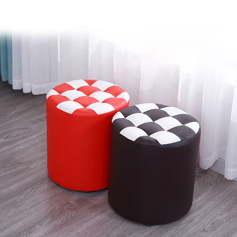 Color Block Ottoman Faux Leather Stain Resistant Cylinder Shape Pouf Ottoman Clearhalo 'furn' 'furn_ottomans_poufs' 'Furniture' 'Living Room Furniture' 'Ottomans & Poufs' 'ottomans_poufs' 1200x1200_a2692dc6-05e9-4e1d-898a-585d9a669ad7