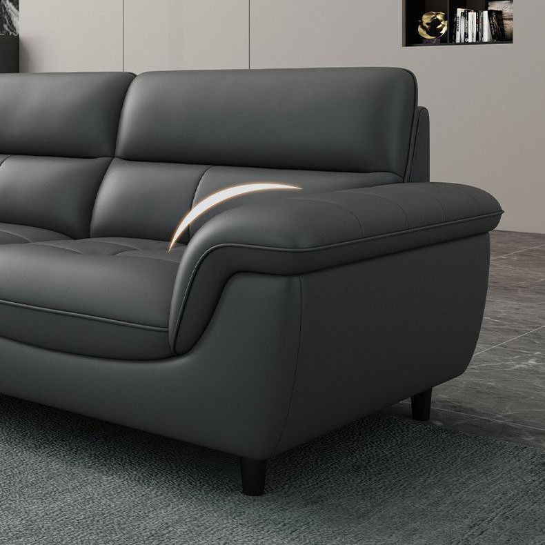 Modern 34.64" H Genuine Leather Pillow Top Arm Sofa for Living Room Clearhalo 'furn' 'furn_sofas' 'Furniture' 'Living Room Furniture' 'Sofa' 'sofas' 1200x1200_a2699c2e-f744-4423-bd8f-a3c7c89081a8