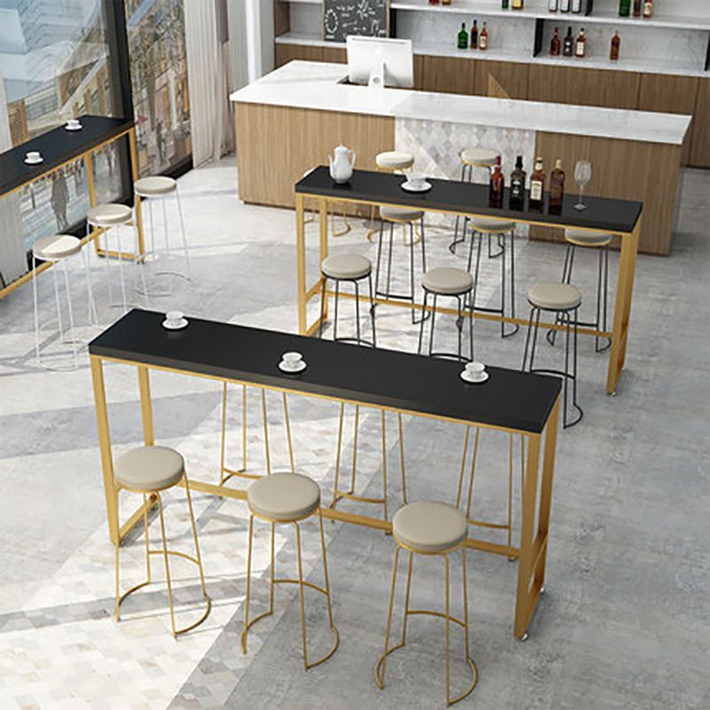 Tavolo da bar in legno massello nero Tavolo da bar con base in metallo e oro per cucina soggiorno