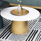 Mid-Century Modern Metal Pedestal Round Tray Top Single Coffee Table