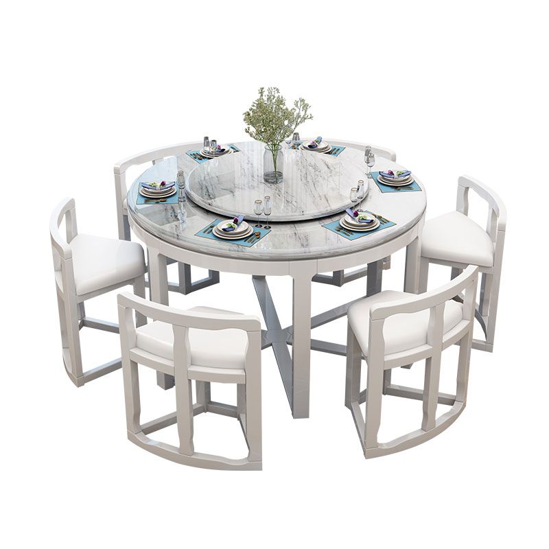 Faux Marble Dining Table Round Pedestal Dining Site Table for Home