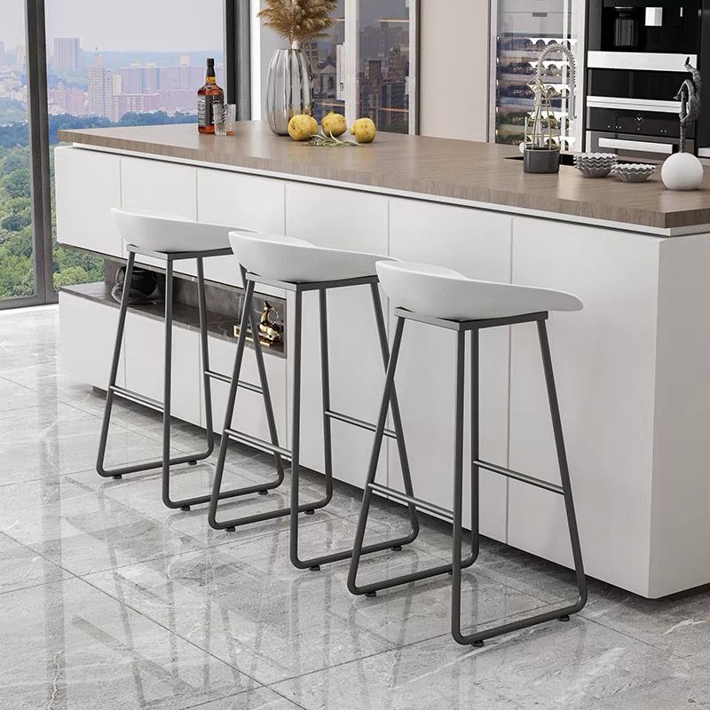Modern Backrest Counter Stool Iron Kitchen Bar Stool with Acrylic Seat