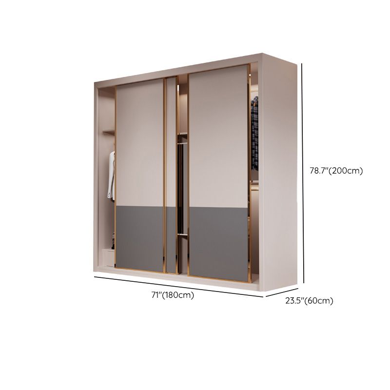 Modern Sliding Door Storage Cabinet Wooden Wardrobe Cabinet with Garment Rod Clearhalo 'Armoires & Wardrobes' 'armoires_wardrobes' 'Bedroom Furniture' 'furn' 'furn_armoires_wardrobes' 'Furniture' 1200x1200_a26e4db5-d221-46fb-9902-416f9c214686