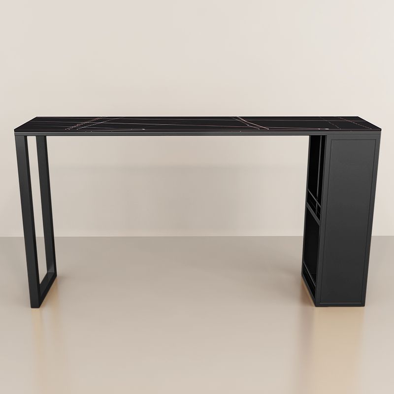 Moderne rechthoek stenen staaftafel Set 1/3 stukken tegen tafel met metalen ontlasting