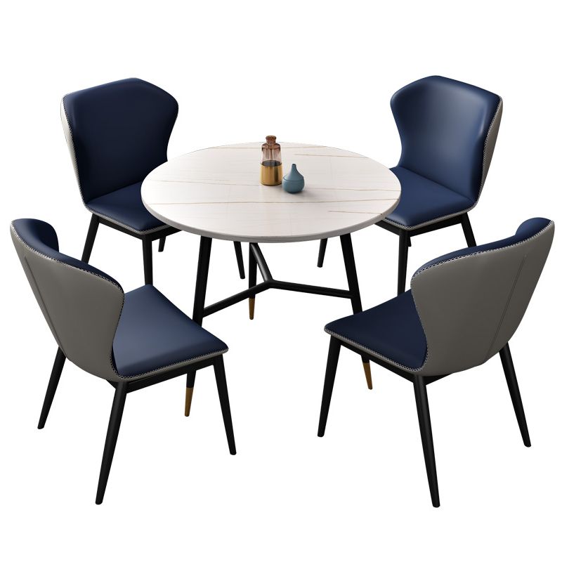 Traditional Luxury Style Dining Table Round Sintered Stone Table with Black Frame Clearhalo ' dining_table' 'Dining Tables & Seating' 'Dining Tables' 'furn' 'furn_dining_table' 'Furniture' 'furniture_dining_table' 'Kitchen & Dining Furniture' 'kitchen&dining_furn' 'kitchen' 'kitchen_dining_table' 1200x1200_a2705cbc-e582-4b83-8e20-03a70059c3e8