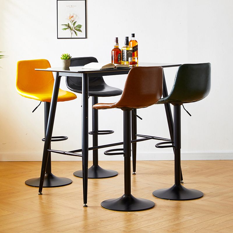 Industrial Style Bar Chair Adjustable Height Leather Seat Metal Leg for Counter Bar Clearhalo 'Bar Furniture' 'Bar Stools' 'bar_stools' 'furn' 'furn_bar_stools' 'furniture_bar_stools' 'Kitchen & Dining Furniture' 'kitchen&dining_furn' 'kitchen' 'kitchen_furn' Furniture' 1200x1200_a270be30-733a-4d39-aad7-3d3b4abc20d8