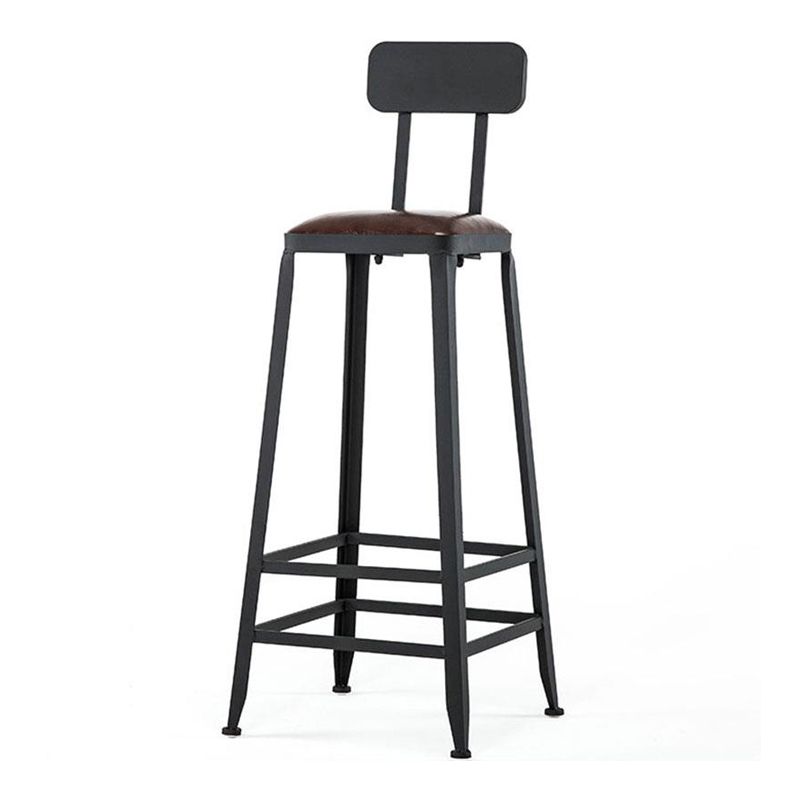 Industrial Armless Counter Stool Iron Cafe Bar Stool with Leather Cushion and Pedal Clearhalo 'Bar Furniture' 'Bar Stools' 'bar_stools' 'furn' 'furn_bar_stools' 'Furniture' 'furniture_bar_stools' 'Kitchen & Dining Furniture' 1200x1200_a2714579-2588-4e43-9c1a-753cb8ab4a93