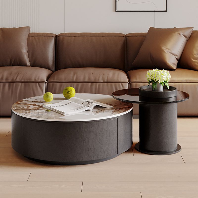 Slate Nesting Coffee Table Set Pedestal Cocktail Table with Drawers Clearhalo 'Coffee & Accent Tables' 'Coffee Tables' 'coffee_tables' 'furn' 'furn_coffee_tables' 'Furniture' 'Living Room Furniture' 1200x1200_a2720aa7-193e-48f3-a0fe-0d86a3d25e01