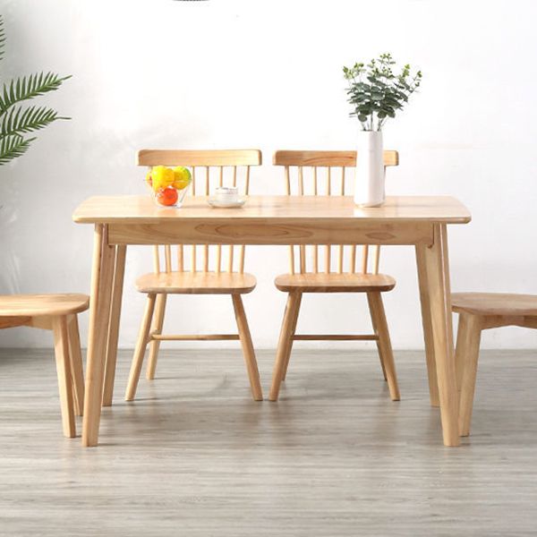 Simple Style Dining Table Rubberwood Solid Wood with 4 Legs Base Table in Wood Color Clearhalo ' dining_table' 'Dining Tables & Seating' 'Dining Tables' 'Furniture' 'furniture_dining_table' 'Kitchen & Dining Furniture' 'kitchen&dining_furn' 'kitchen' 'kitchen_dining_table' 1200x1200_a272c33e-cd09-47ed-ba4f-92c03d4c75cb