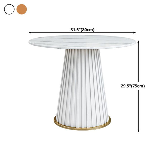 Luxury Sintered Stone Top Dining Table Restaurant Round Table with Metal Pedestal Base