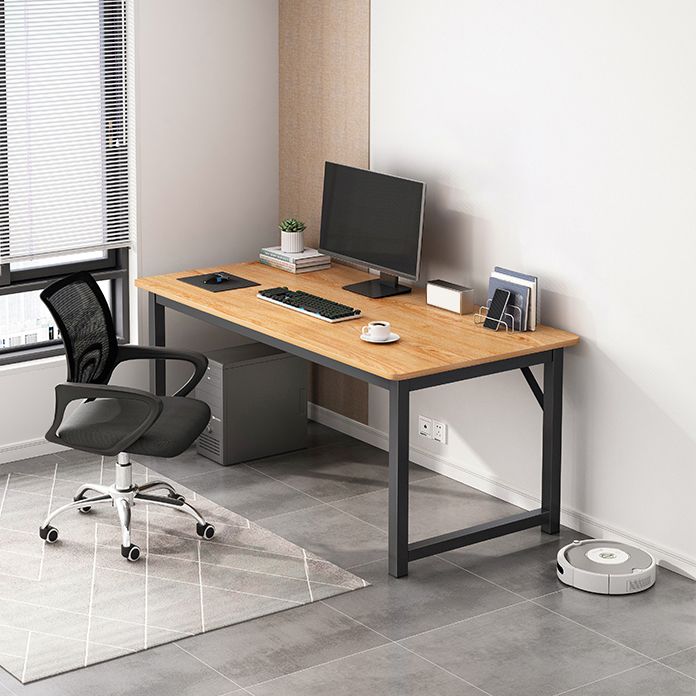 Contemporary Wooden Office Desk Sled Base Writing Desk with Steel Legs Clearhalo 'furn' 'furn_office_desk' 'Furniture' 'Office Desks' 'Office Furniture' 'office_desk' 1200x1200_a2761190-4a5e-4096-a746-a44a8bf2237b