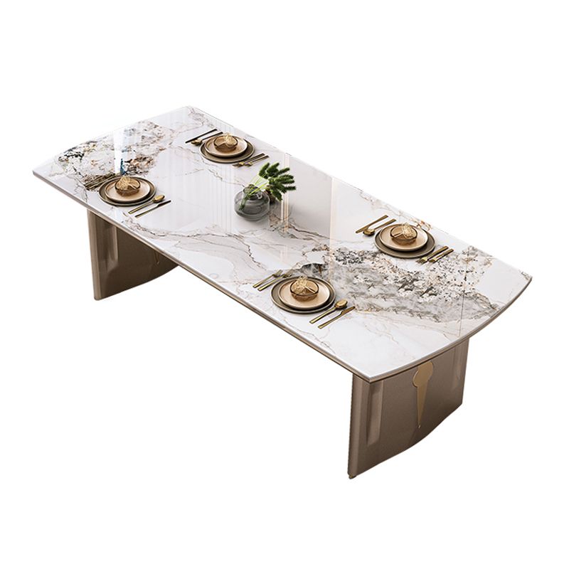 Sintered Stone Top Luxury Dining Table Rectangle Table with Gold Double Pedestal Clearhalo ' dining_table' 'Dining Tables & Seating' 'Dining Tables' 'furn' 'furn_dining_table' 'Furniture' 'furniture_dining_table' 'Kitchen & Dining Furniture' 'kitchen&dining_furn' 'kitchen' 'kitchen_dining_table' 1200x1200_a277bd60-3da8-4d0a-98c2-48630b1f23a3