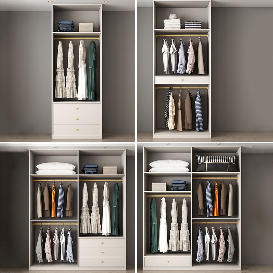 White Colour Wardrobe Contemporary Wooden Wardrobe Closet with Drawer Clearhalo 'Armoires & Wardrobes' 'armoires_wardrobes' 'Bedroom Furniture' 'furn' 'furn_armoires_wardrobes' 'Furniture' 1200x1200_a2791288-3784-4244-bd32-a21fda79643d