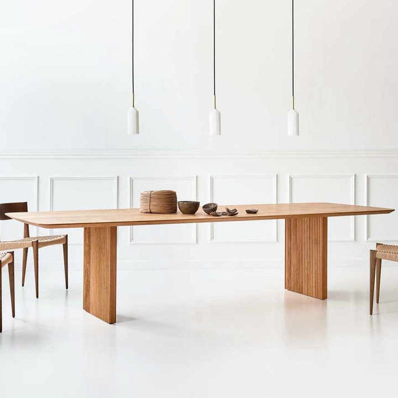 Glam Solid Kitchen Dining Table Rectangle Shape Standard Dining Table with Double Pedestal Bases Clearhalo ' dining_table' 'Dining Tables & Seating' 'Dining Tables' 'furn' 'furn_dining_table' 'Furniture' 'furniture_dining_table' 'Kitchen & Dining Furniture' 'kitchen&dining_furn' 'kitchen' 'kitchen_dining_table' 1200x1200_a2798d18-80cf-4f92-bdd7-4b7cbbd41cc1