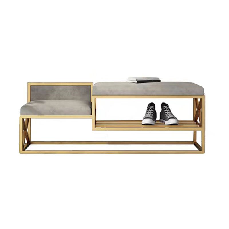 Panchina di ingresso moderna panca in metallo imbottito con deposito per scarpe, 14 "W