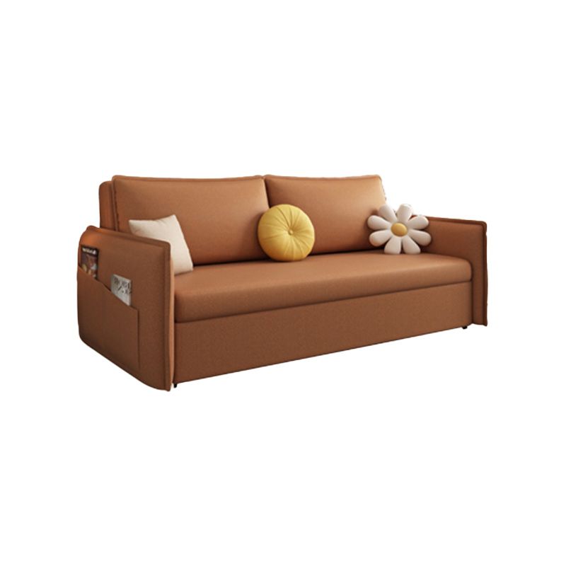 Faux Leather Sofa Bed Metal Frame Sleeper Sofa with Storage Box