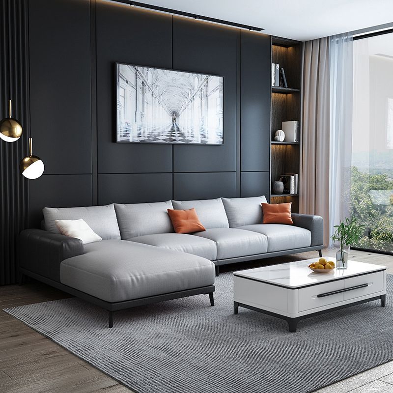 Braccio quadrato sciolto retro sezionale con chaise fauci in pelle 4 posti sezionale