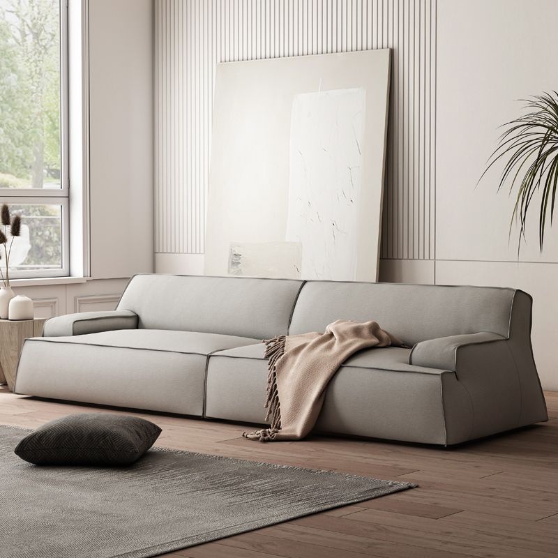 Grey Contemporary Leather Match Pillow Top Arm Standard Sofa for Living Room Clearhalo 'furn' 'furn_sofas' 'Furniture' 'furniture_sofas' 'kitchen' 'kitchen_sofas' 'Living Room Furniture' 'Sofa' 'sofas' 1200x1200_a28063e7-4512-4702-894b-d00ab74d4a59