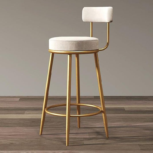 グラムアームレスバックレストカウンタースツールアイアンカフェスツールペダルとクッション付き