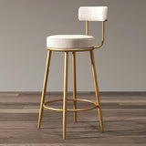 グラムアームレスバックレストカウンタースツールアイアンカフェスツールペダルとクッション付き