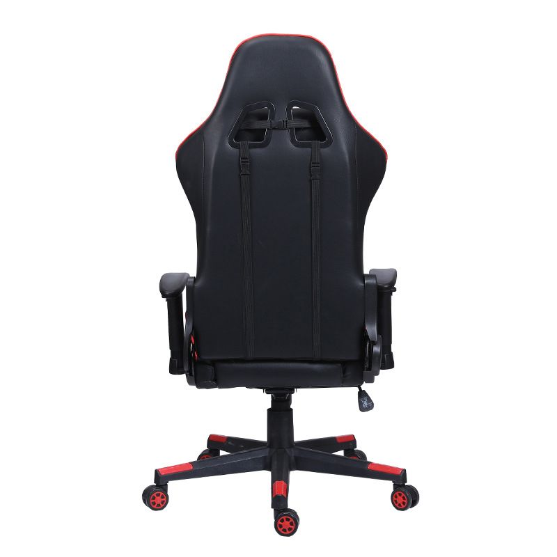 Eigentijdse fauteuil met hoofdsteun, gestoffeerde draaibare kunstleren stoel