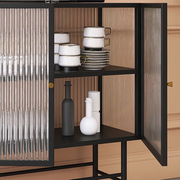 Modern Metal China Cabinet Glass Doors Storage Cabinet for Dining Room Clearhalo 'Display & China Cabinets' 'display_china_cabinets' 'furn' 'furn_display_china_cabinets' 'Furniture' 'Kitchen & Dining Furniture' 1200x1200_a285fe4f-5f58-4fd4-9c5c-3af6090d8f26